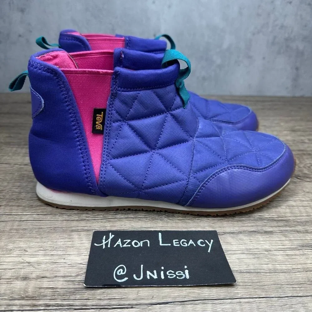 Teva~Girls~”Ember Mid Ultraviolet/Pink Quilted Classic Micro-Fiber Bootie~Size 4